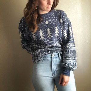 80s Wool Blend Patterned Sweater